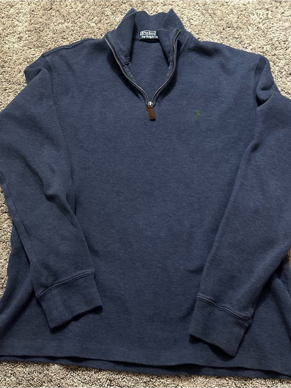 Polo Ralph Lauren Mens Medium Navy 1/4 Zip Pullover - Estate Rib